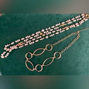 Elegant Gold Tone and Beaded Necklace Set